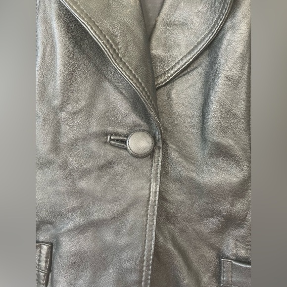 Vintage Cambridge DryGoods black, 100% leather blazer style jacket; size S - Picture 3 of 7
